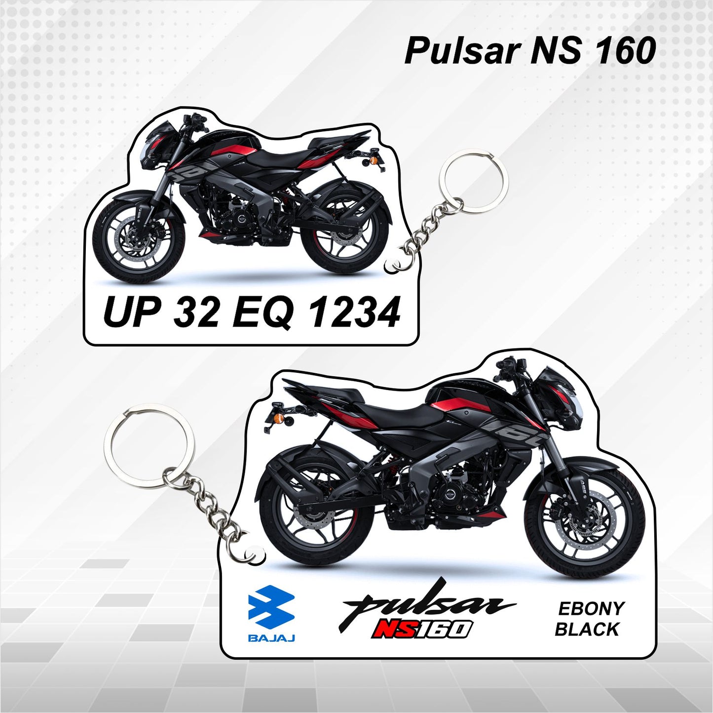 Pulsar NS 160 - Personalized Bajaj Keychain - Wood, Acrylic, Metal Printed