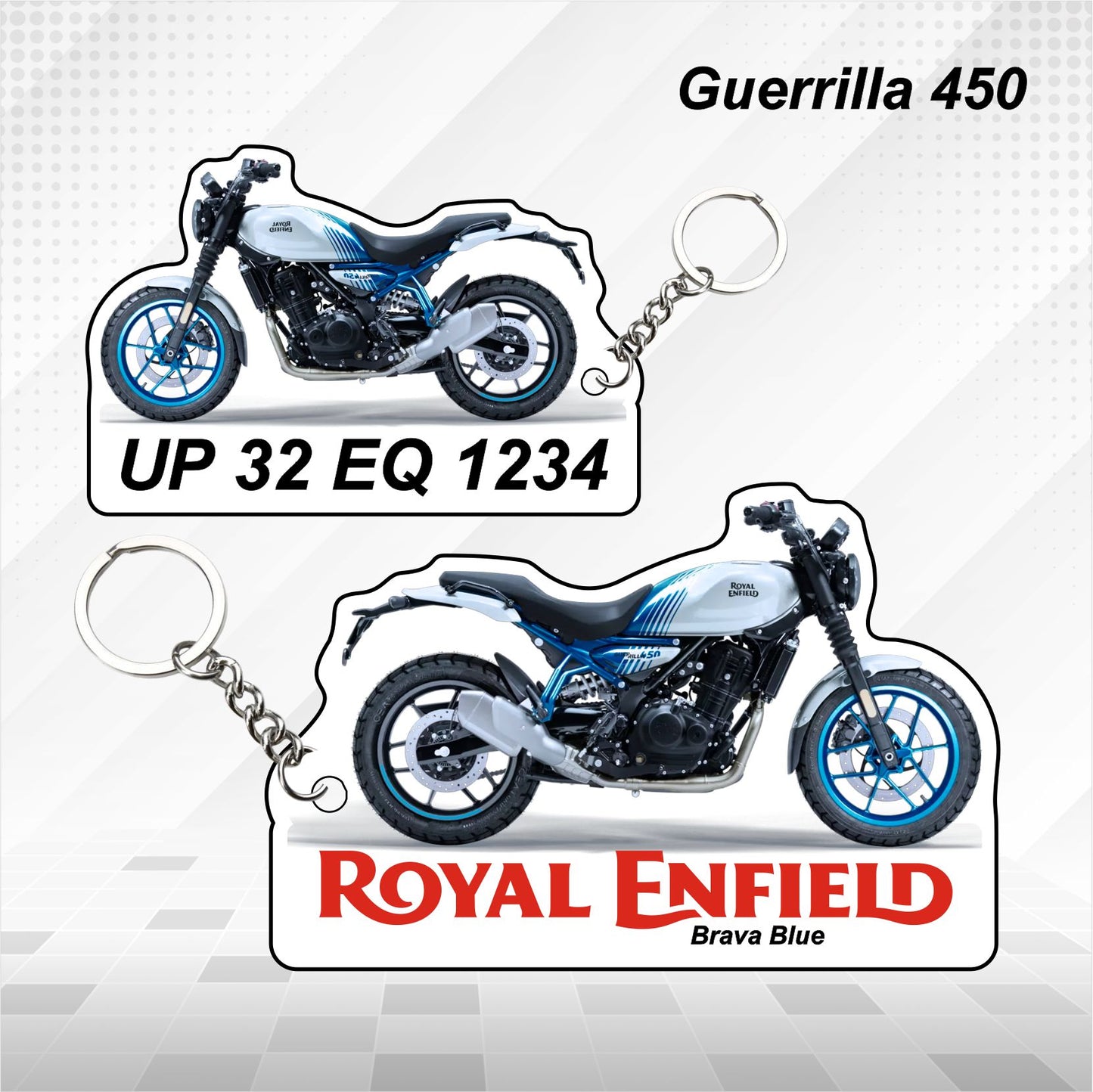Guerrilla 450 - Personalized Royal Enfield Keychain - Wood, Acrylic, Metal Printed