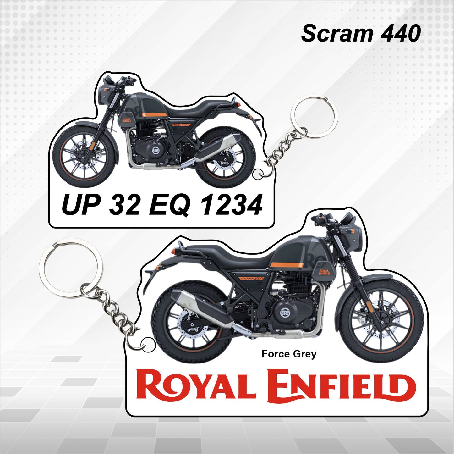 Scram 440 - Personalized Royal Enfield Keychain - Wood, Acrylic, Metal Printed