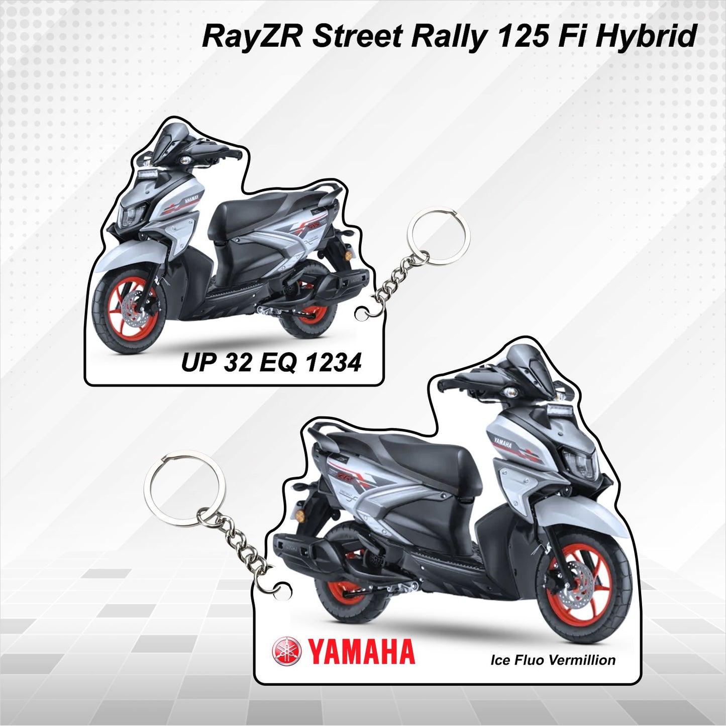 RayZR Street Rally 125 Fi - Personalized Yamaha Keychain - Wood, Acrylic, Metal Printed