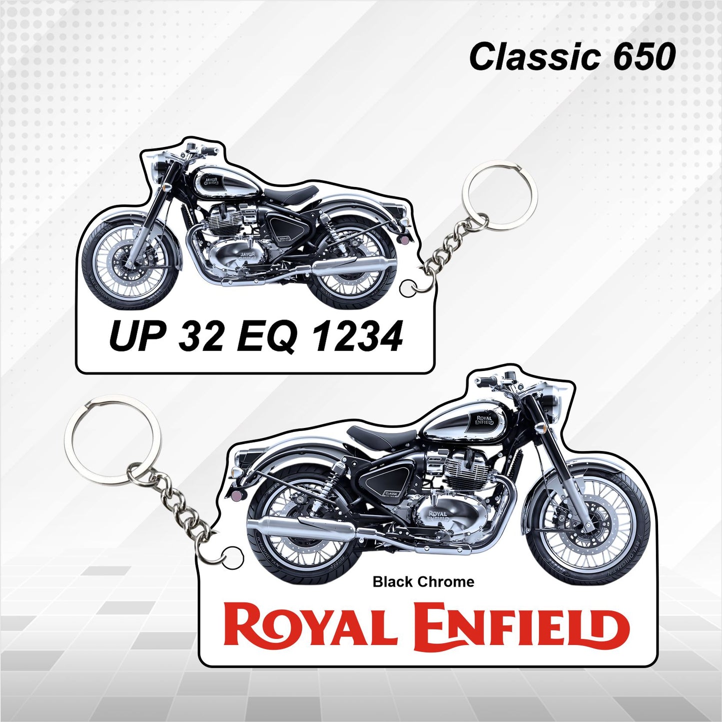 Classic 650 - Personalized Royal Enfield Keychain - Wood, Acrylic, Metal Printed