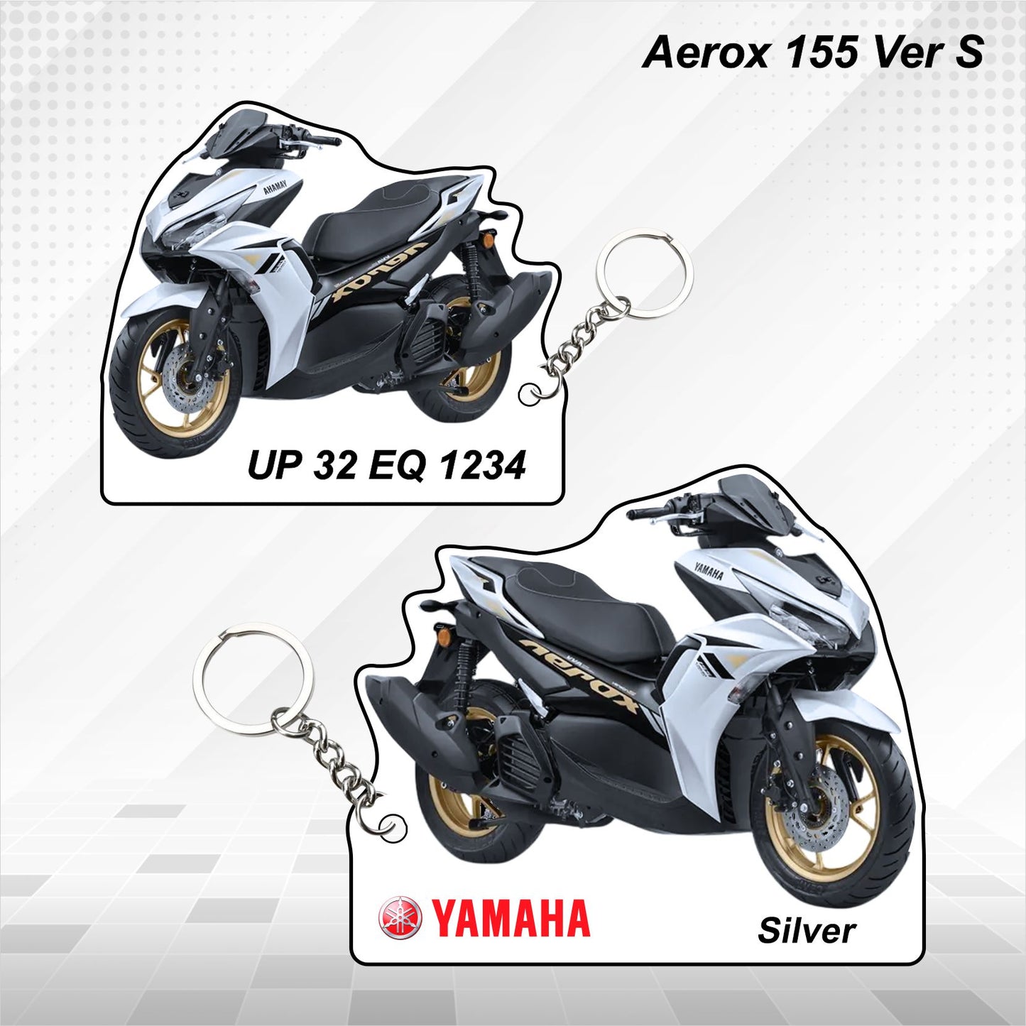 Aerox 155 Version S - Personalized Yamaha Keychain - Wood, Acrylic, Metal Printed