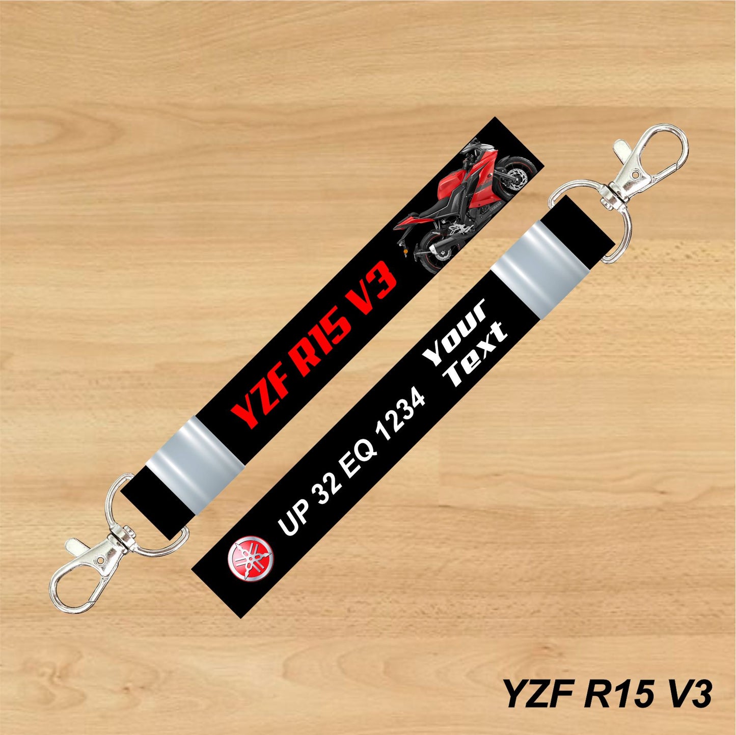 YZF R15 V3 - Personalized Yamaha Keychain - Wood, Acrylic, Metal Printed