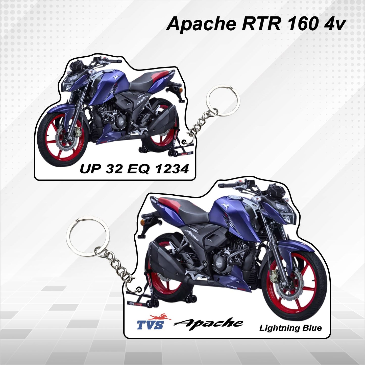 Apache RTR 160 4v - Personalized TVS Keychain - Wood, Acrylic, Metal Printed
