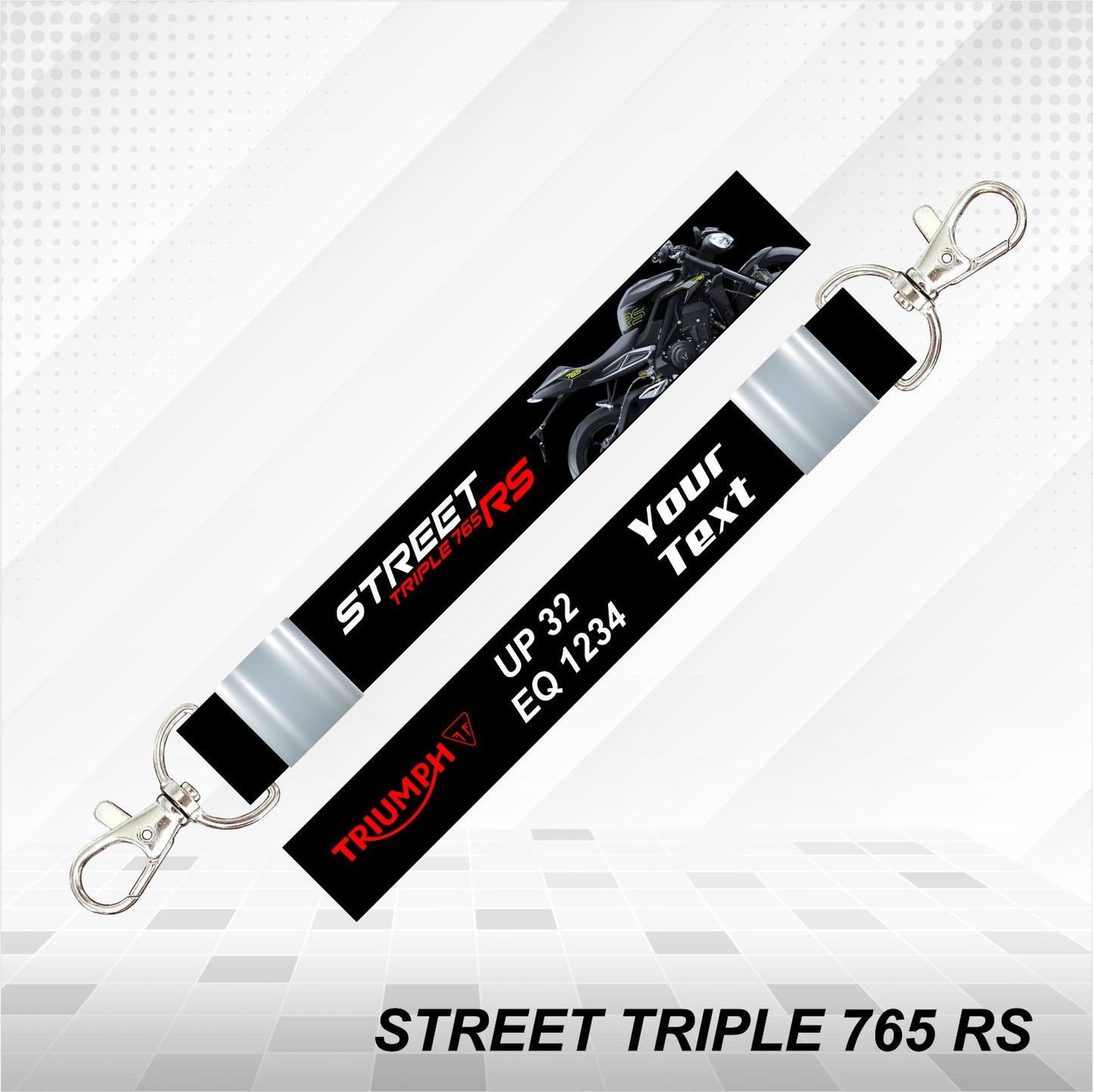 STREET TRIPLE 765 RS - Personalized Triumph Keychain - Wood, Acrylic, Metal Printed, Lanyard