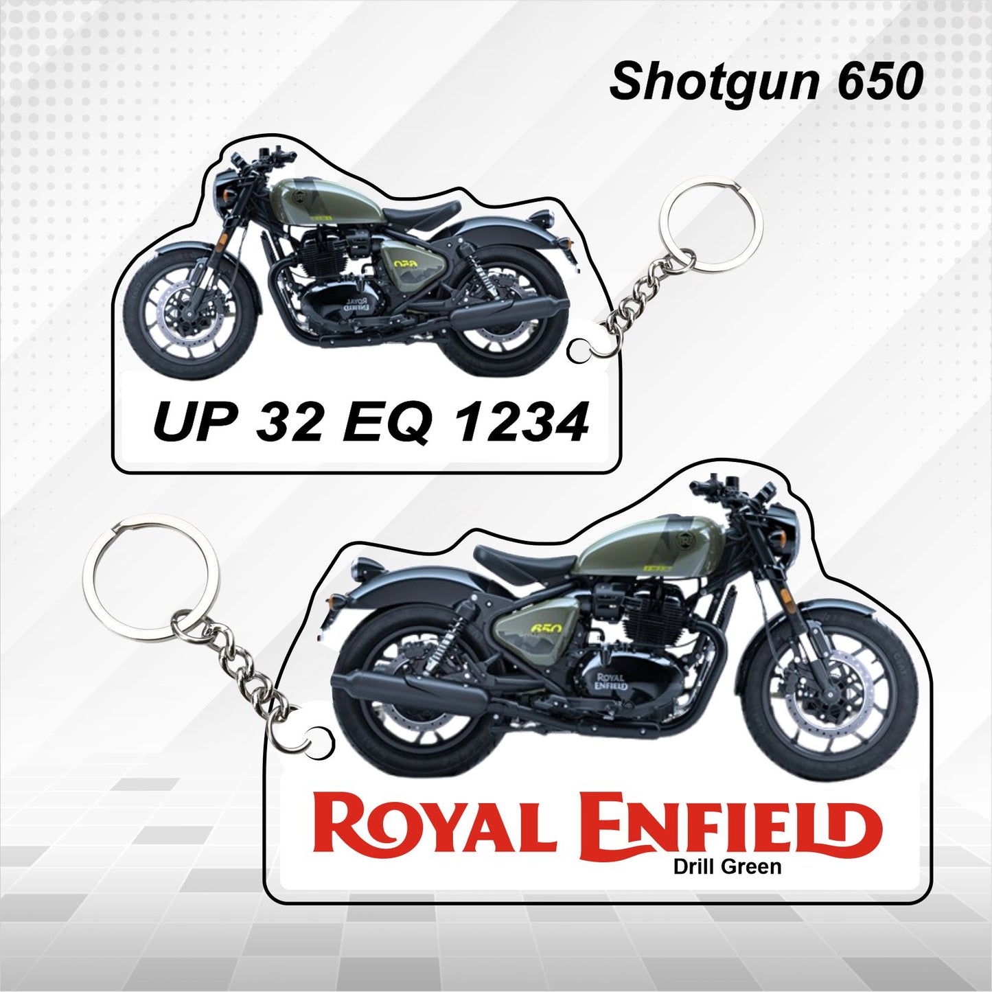 Shotgun 650 - Personalized Royal Enfield Keychain - Wood, Acrylic, Metal Printed