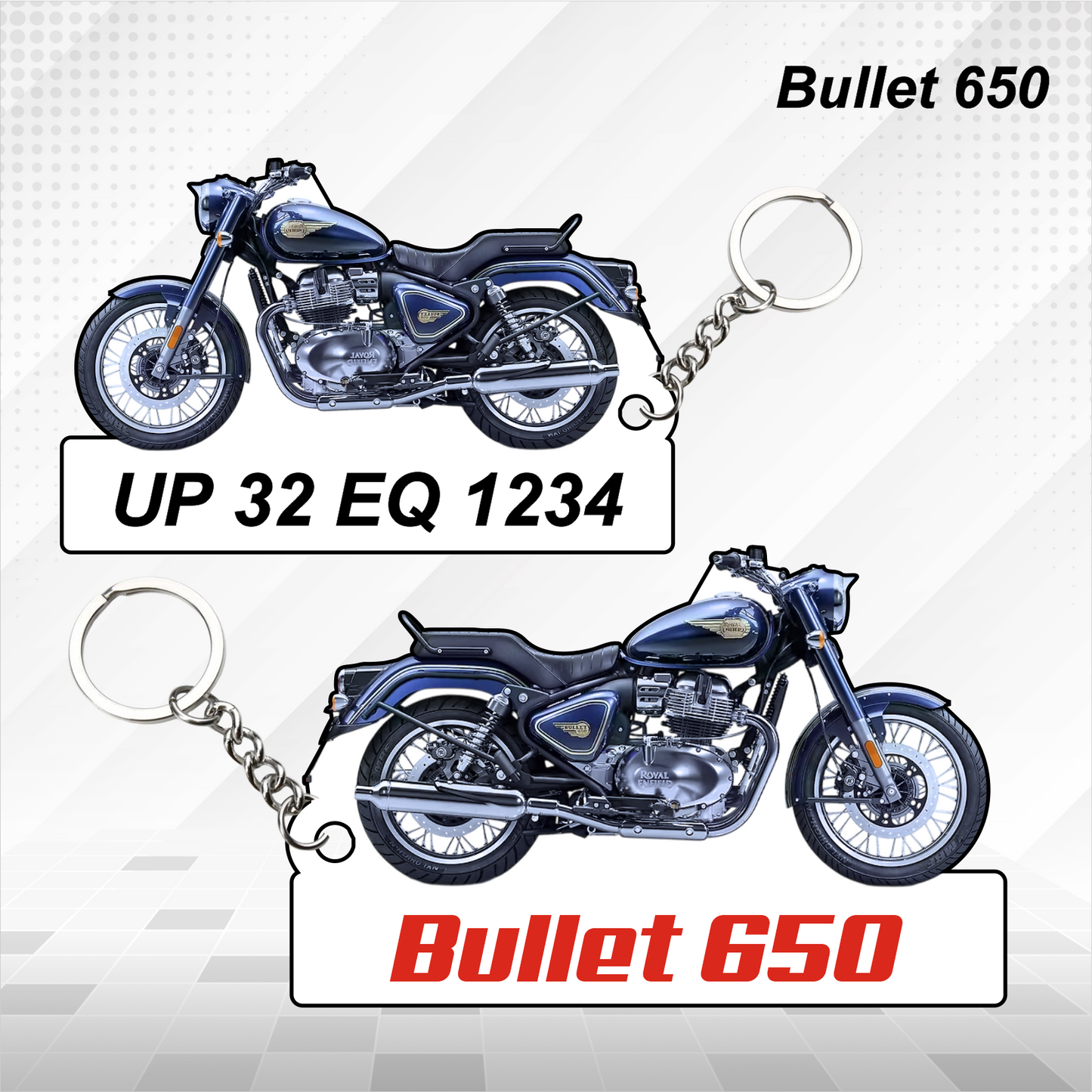 Bullet 650 - Personalized Royal Enfield Printed Keychain