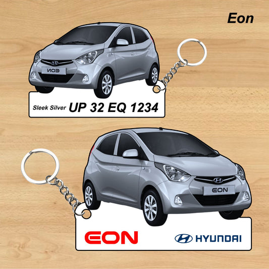 Eon - Personalized Hyundai Car Keychain - Wood, Acrylic, Metal Printed