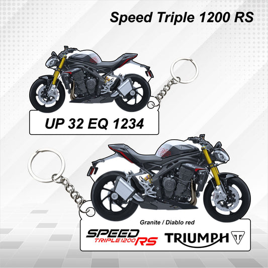 Speed Triple 1200 RS - Personalized Triumph Keychain - Wood, Acrylic, Metal Printed, Lanyard