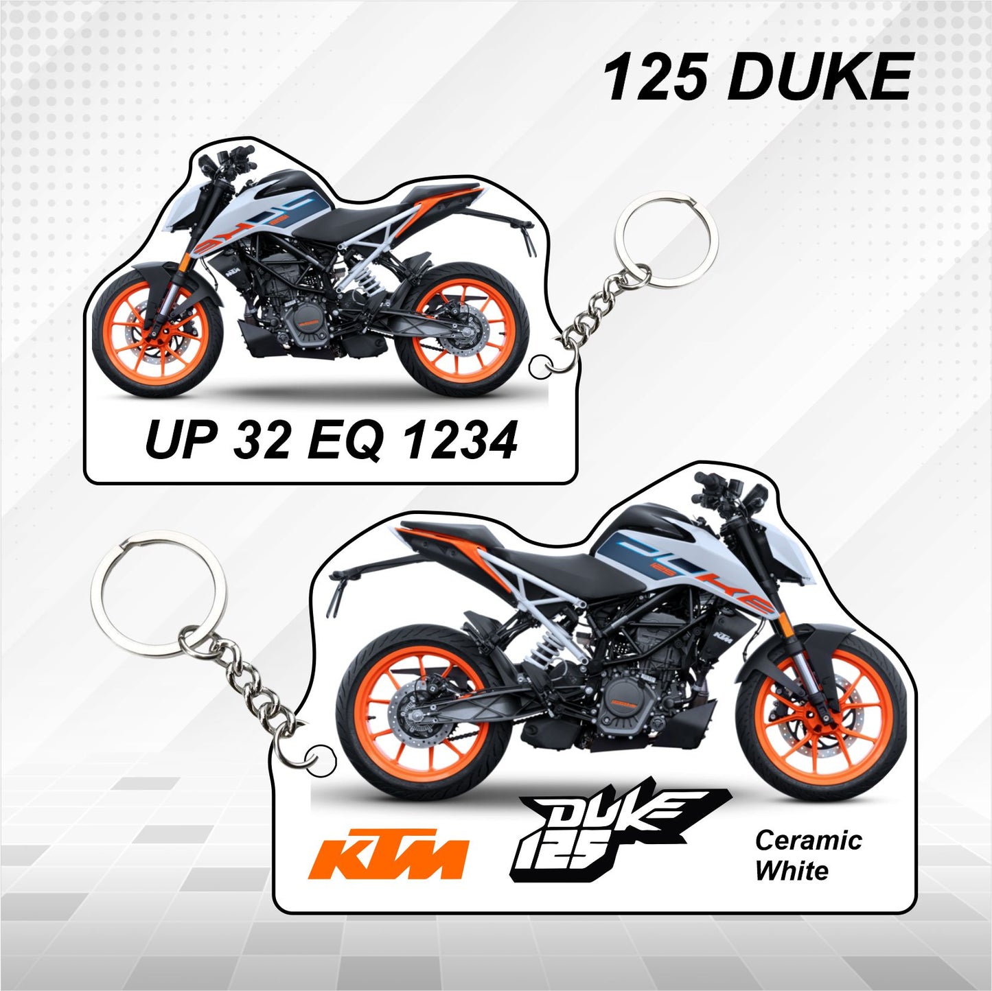 KTM 125 DUKE - Personalized KTM Keychain - Wood, Acrylic, Metal Printed