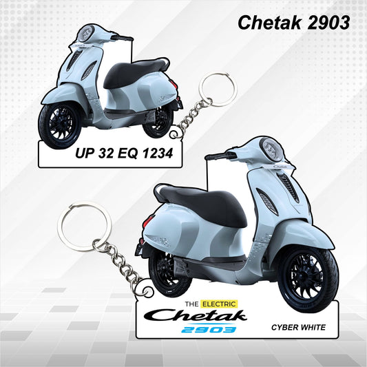CHETAK 2903 - Personalized Bajaj Scooter Keychain - Wood, Acrylic, Metal Printed