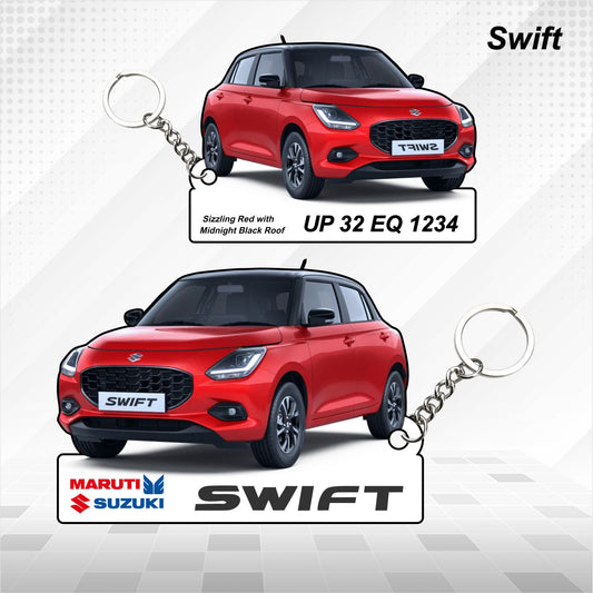 Swift - Personalized Maruti Suzuki Keychain - Wood, Acrylic, Metal Printed