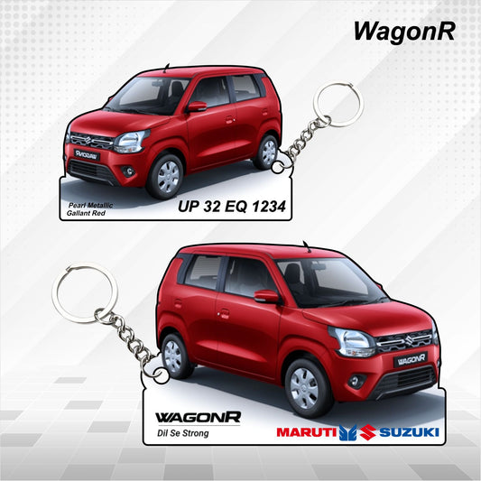 WagonR - Personalized Maruti Suzuki Keychain - Wood, Acrylic, Metal Printed