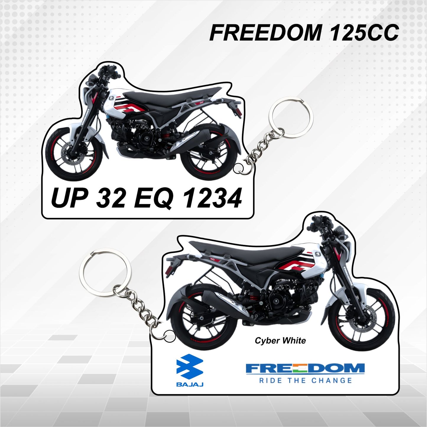 Freedom 125cc - Personalized Bajaj Keychain - Wood, Acrylic, Metal Printed