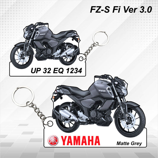 FZ-S Fi Ver 3.0 - Personalized Yamaha Keychain - Wood, Acrylic, Metal Printed