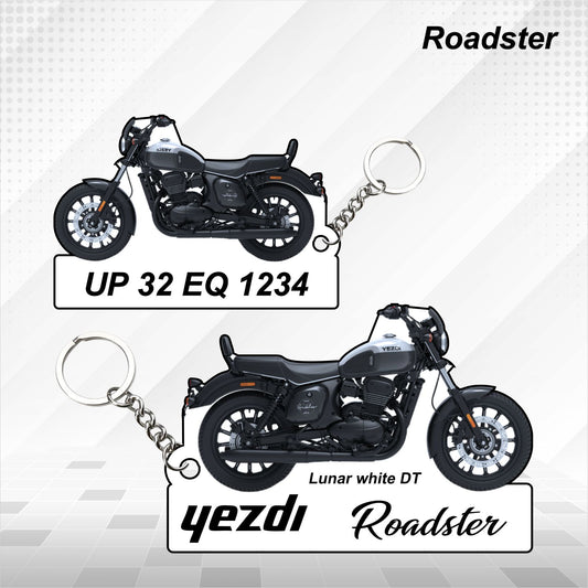 Yezdi Roadster - Personalized Jawa Keychain - Wood, Acrylic, Metal Printed