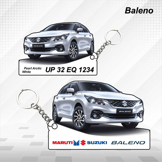 Baleno - Personalized Maruti Suzuki Nexa Keychain - Wood, Acrylic, Metal Printed
