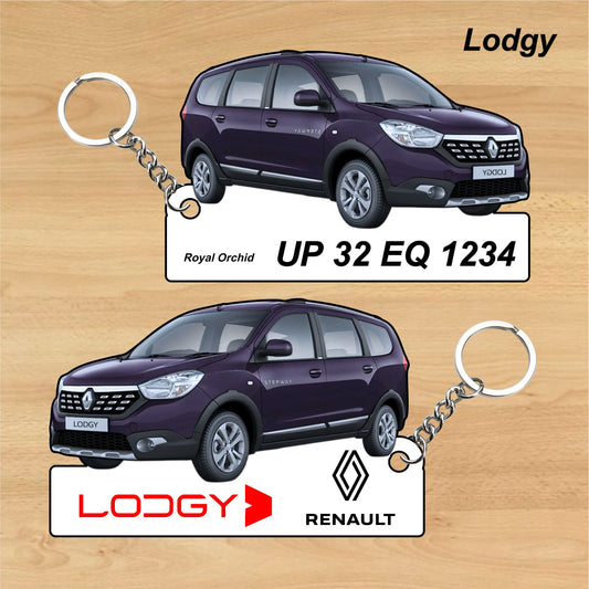 Lodgy - Personalized Renault Car Keychain - Wood, Acrylic, Metal Printed