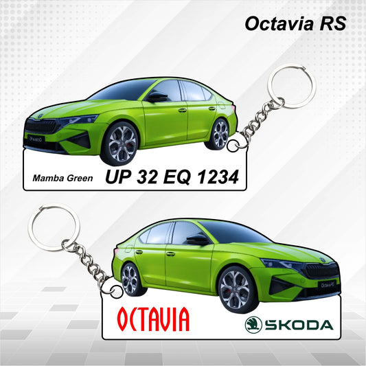 Octavia RS - Personalized Skoda Car Keychain - Wood, Acrylic, Metal Printed