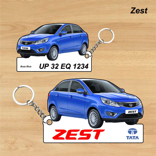 Zest - Personalized Tata Keychain - Wood, Acrylic, Metal Printed