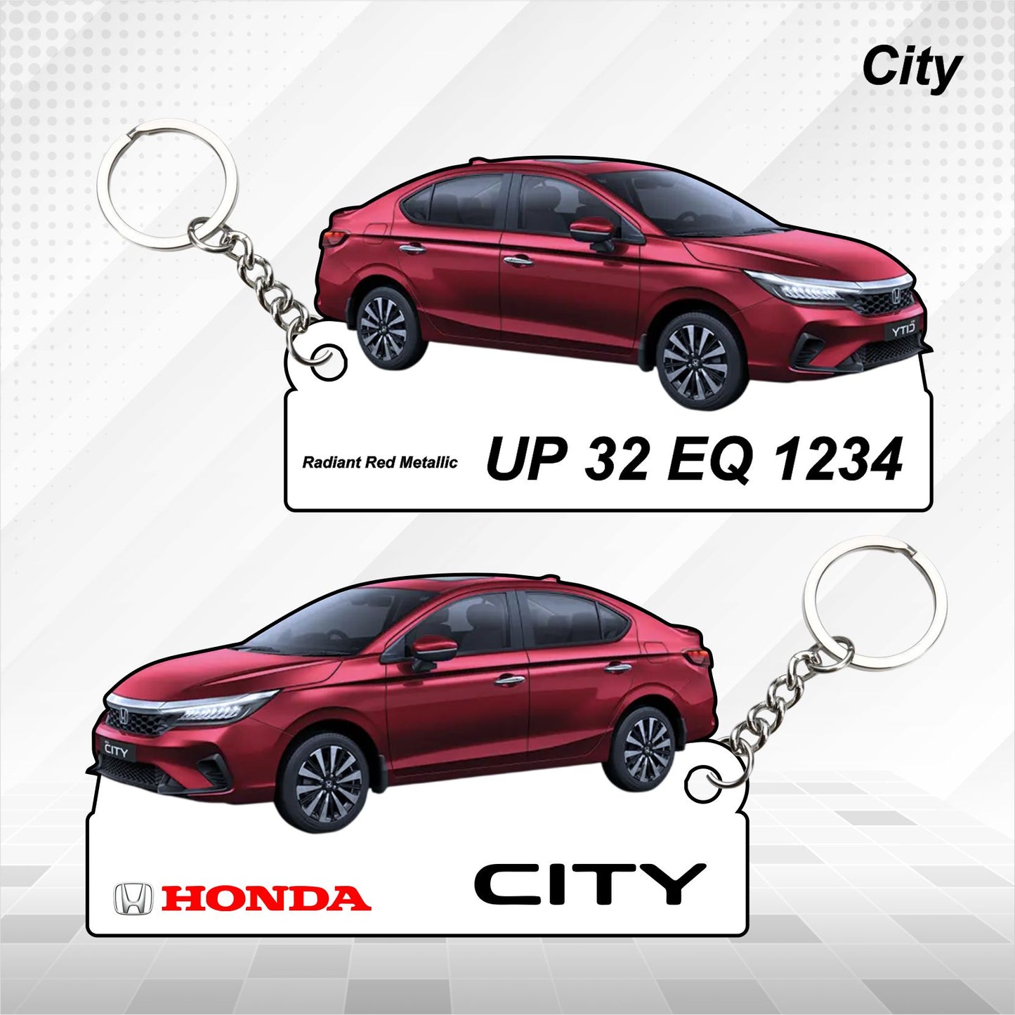 City 5th Gen - Personalized Honda Car Keychain - Wood, Acrylic, Metal Printed