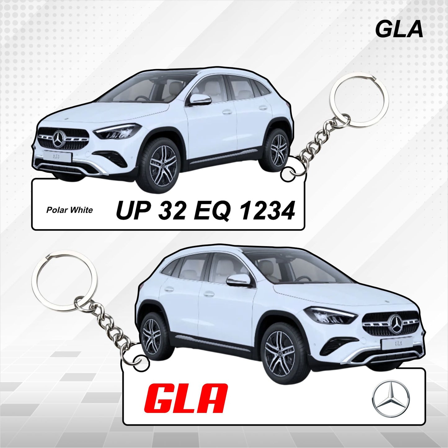 GLA - Personalized Mercedes-Benz Car Keychain - Wood, Acrylic, Metal Printed