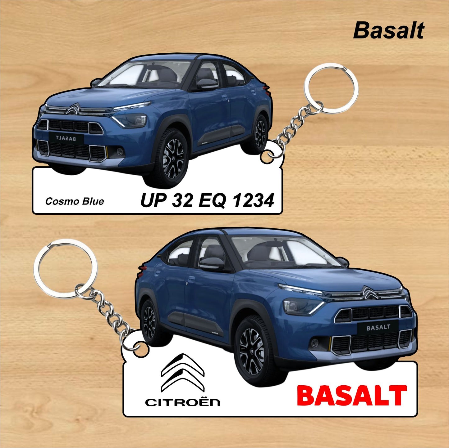 Basalt - Personalized Citroen Car Keychain - Wood, Acrylic, Metal Printed