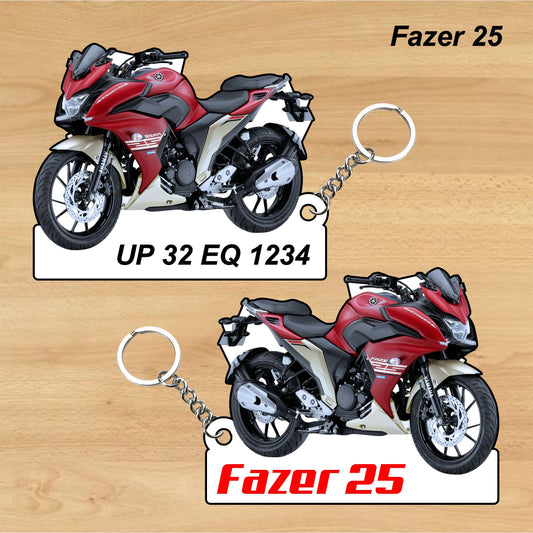 Fazer 25 - Personalized Yamaha Keychain - Wood, Acrylic, Metal Printed