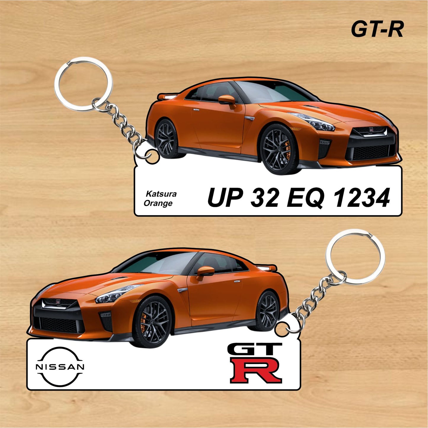 GT-R - Personalized Nissan Car Keychain - Wood, Acrylic, Metal Printed