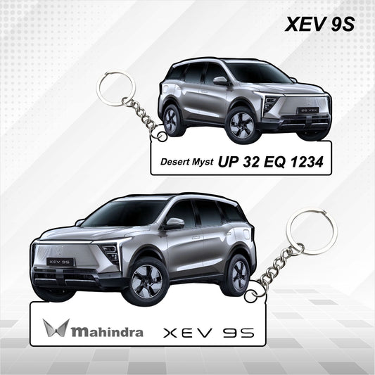 XEV 9S - Personalized Mahindra Car Keychain - Wood, Acrylic, Metal Printed