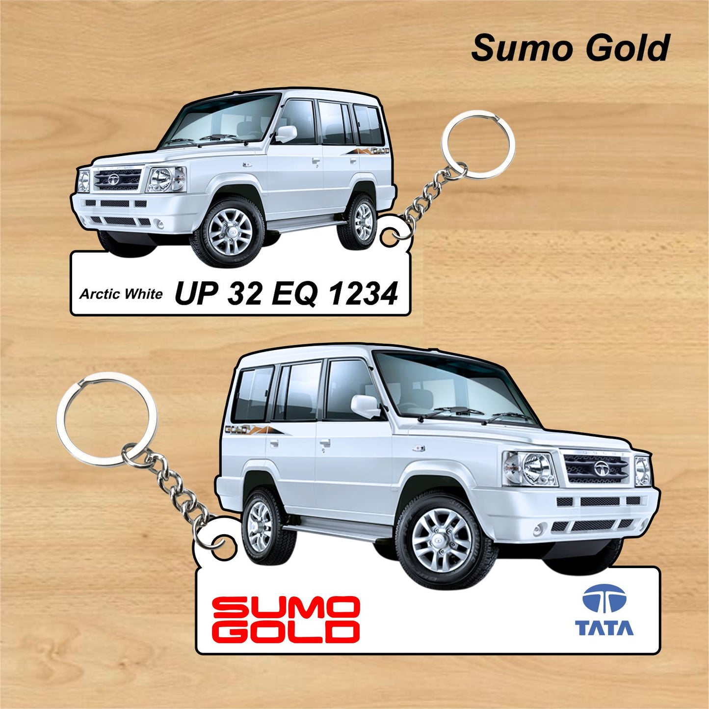 Sumo Gold - Personalized Tata Keychain - Wood, Acrylic, Metal Printed