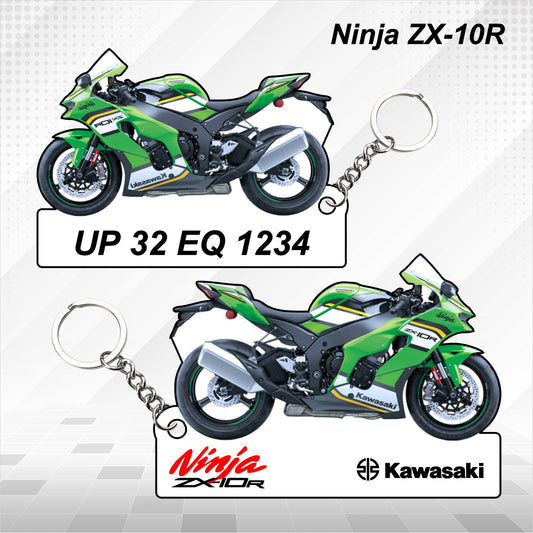 Ninja ZX-10R - Personalized Kawasaki Keychain - Wood, Acrylic, Metal Printed