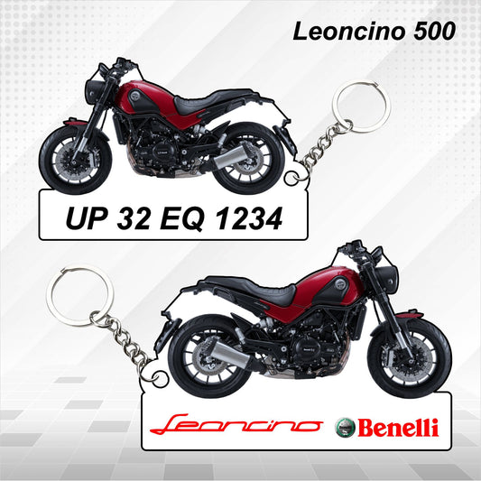 Leoncino 500 - Personalized Benelli Keychain - Wood, Acrylic, Metal Printed, Lanyard