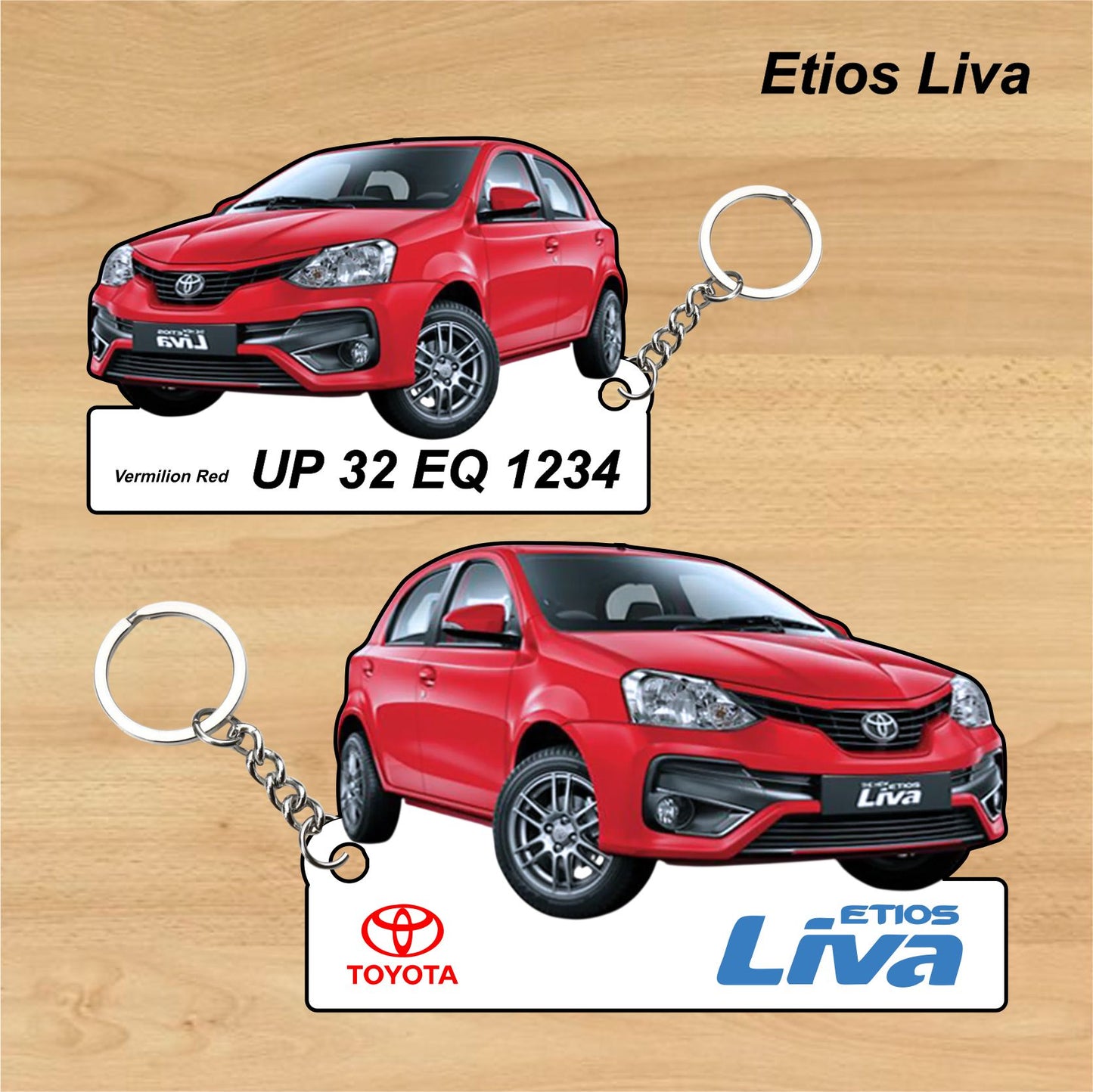 Etios Liva - Personalized Toyota Keychain - Wood, Acrylic, Metal Printed