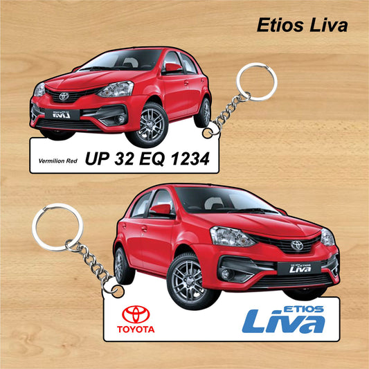 Etios Liva - Personalized Toyota Keychain - Wood, Acrylic, Metal Printed