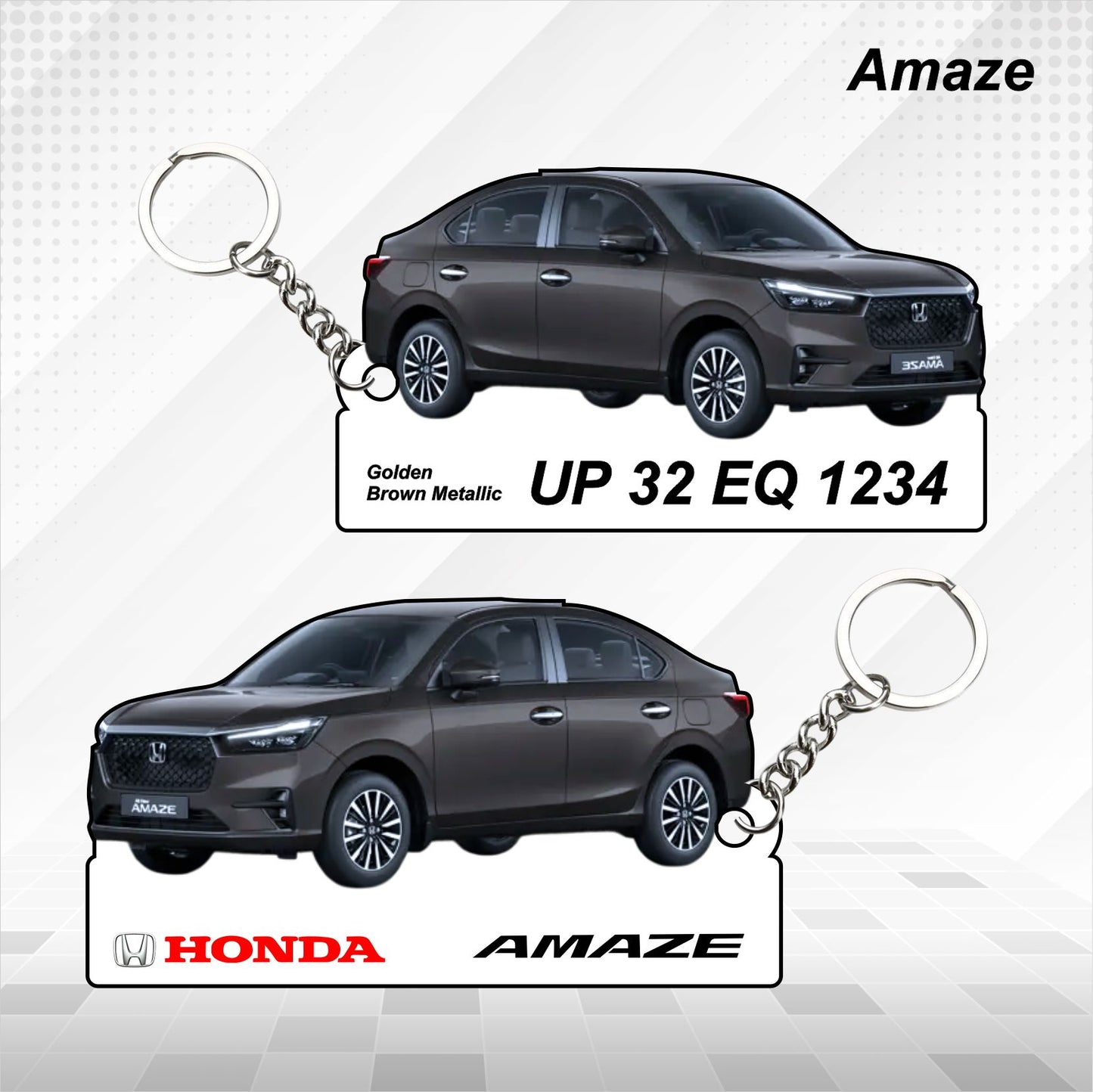 Amaze (New) - Personalized Honda Car Keychain - Wood, Acrylic, Metal Printed