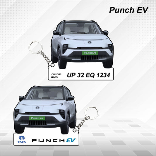 Punch EV - Personalized Tata Electric Car Keychain - Wood, Acrylic, Metal Printed