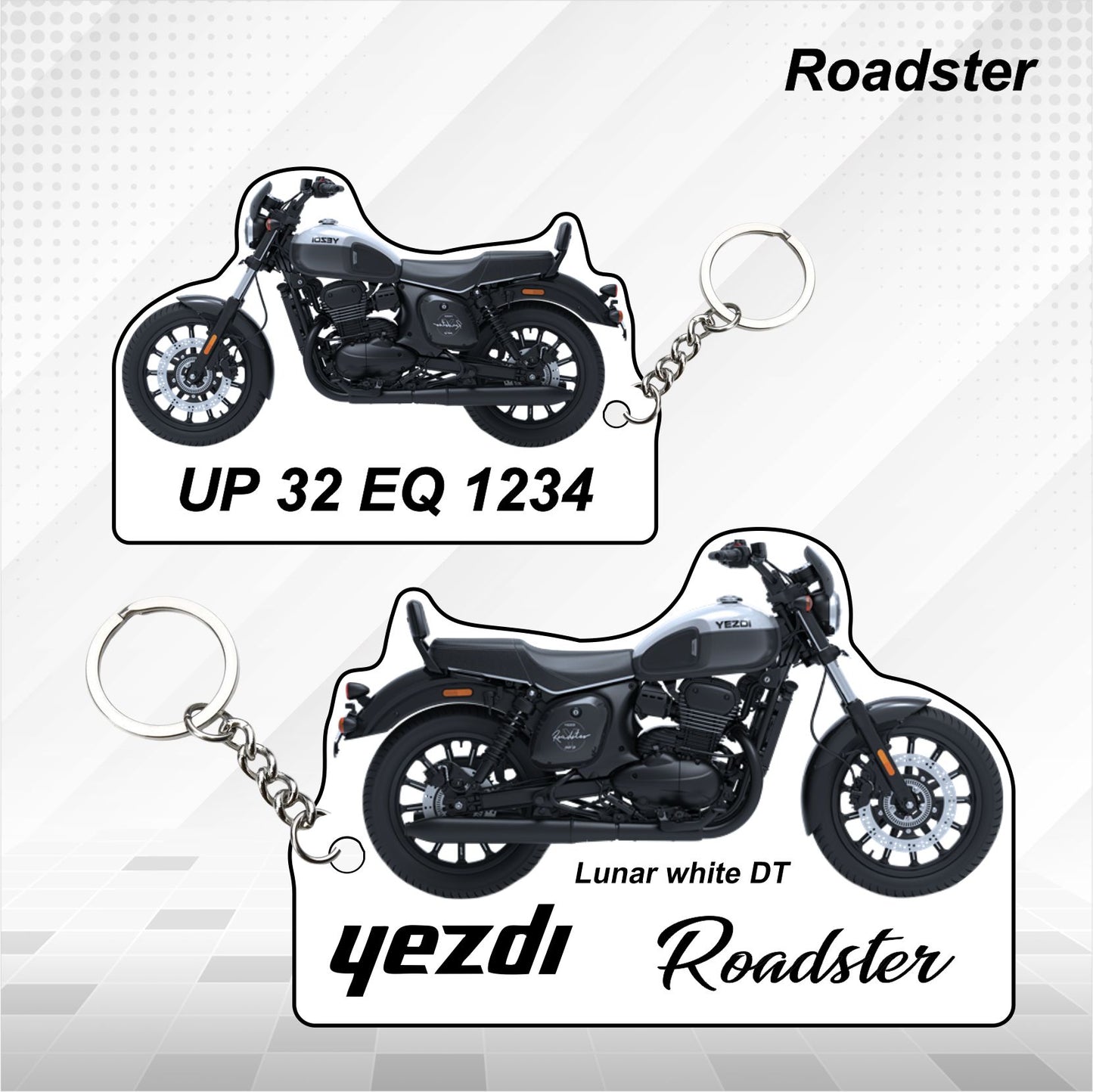Yezdi Roadster - Personalized Jawa Keychain - Wood, Acrylic, Metal Printed