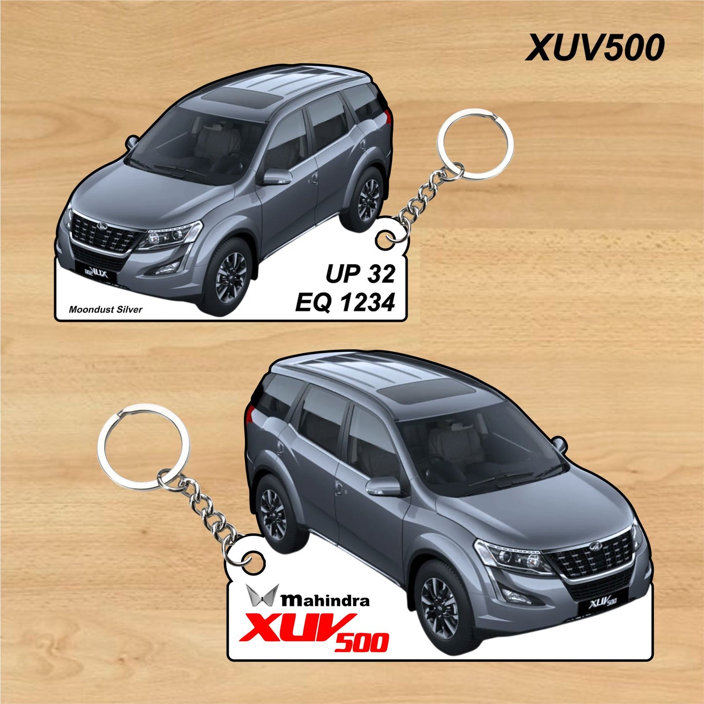 XUV500 - Personalized Mahindra Car Keychain - Wood, Acrylic, Metal Printed