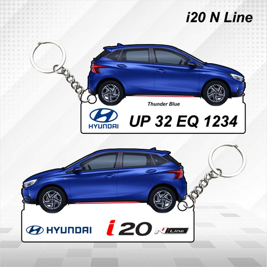 i20 N Line - Personalized Hyundai Car Keychain - Wood, Acrylic, Metal Printed