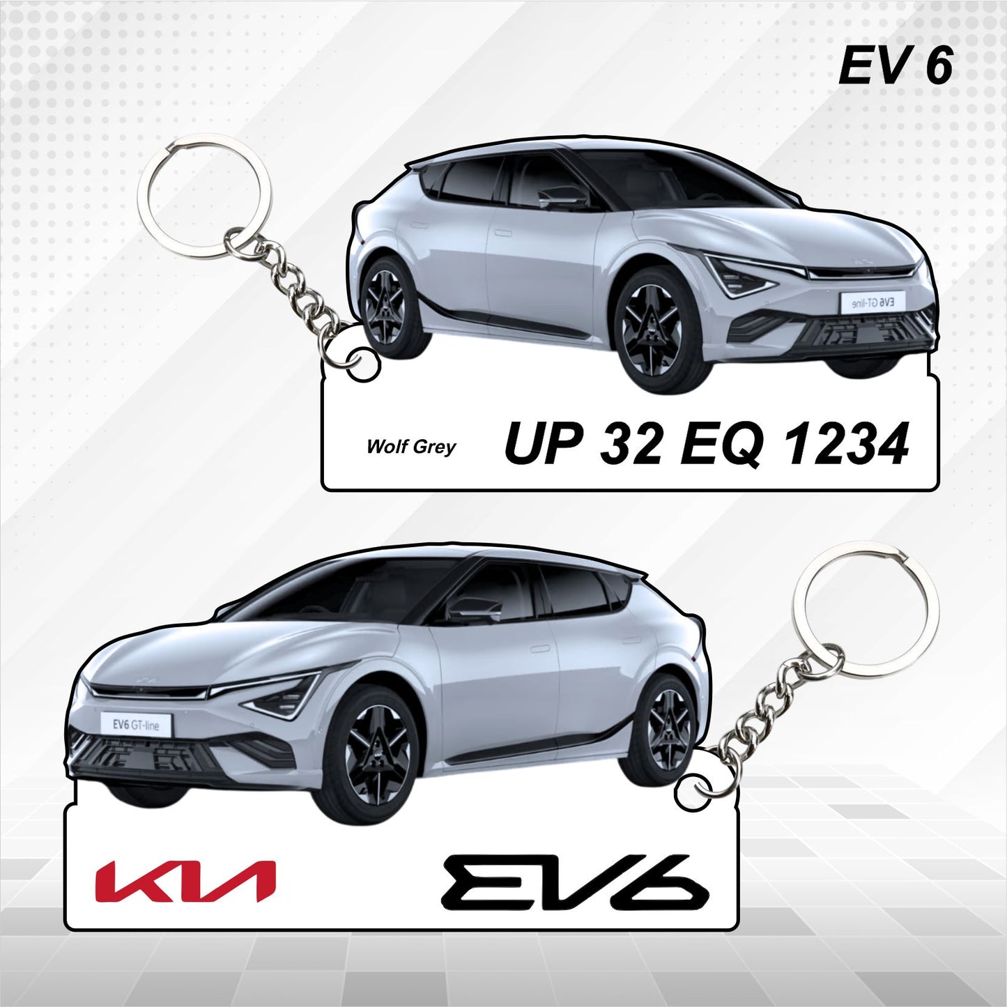EV6 - Personalized Kia Car Keychain - Wood, Acrylic, Metal Printed