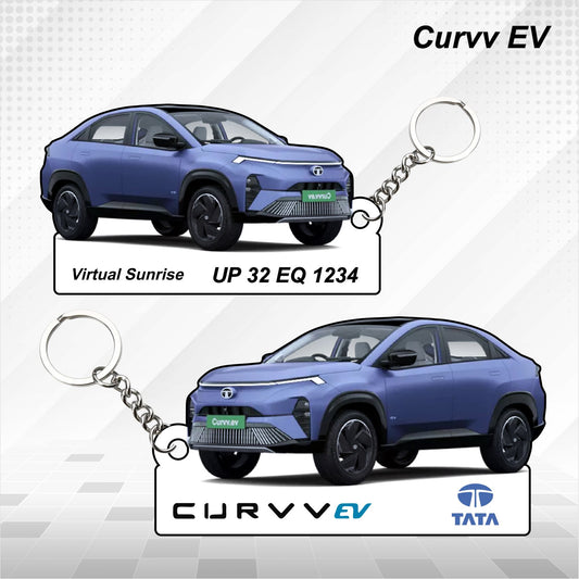 Curvv.ev - Personalized Tata (Electric) Keychain - Wood, Acrylic, Metal Printed
