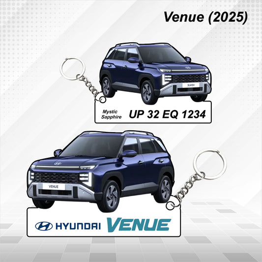 Venue (2025) - Personalized Hyundai Car Keychain - Wood, Acrylic, Metal Printed