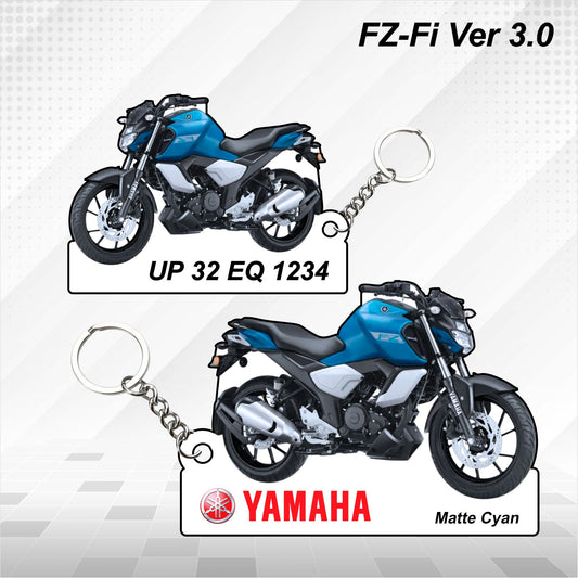 FZ-Fi Version 3.0 - Personalized Yamaha Keychain - Wood, Acrylic, Metal Printed