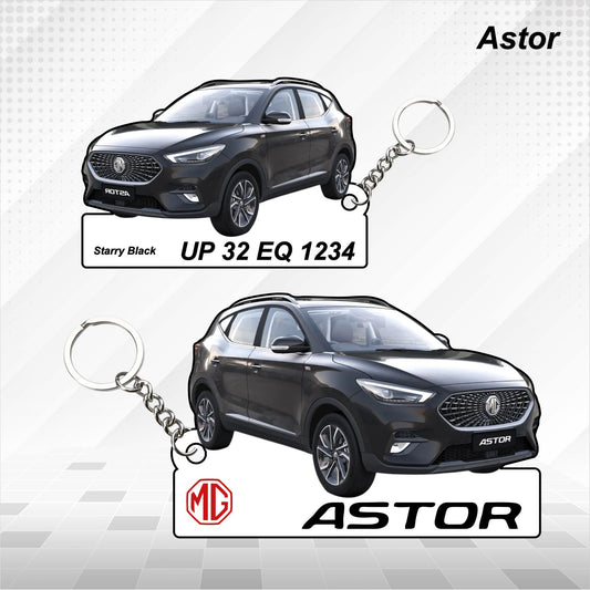 Astor - Personalized MG Car Keychain - Wood, Acrylic, Metal Printed
