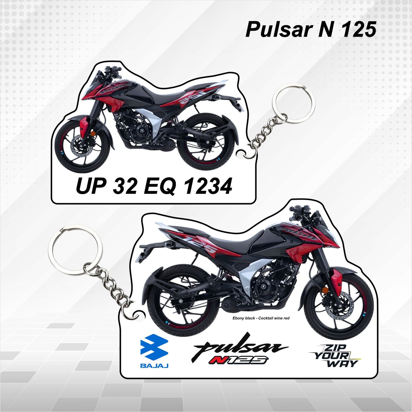 Pulsar N125 - Personalized Bajaj Keychain - Wood, Acrylic, Metal Printed