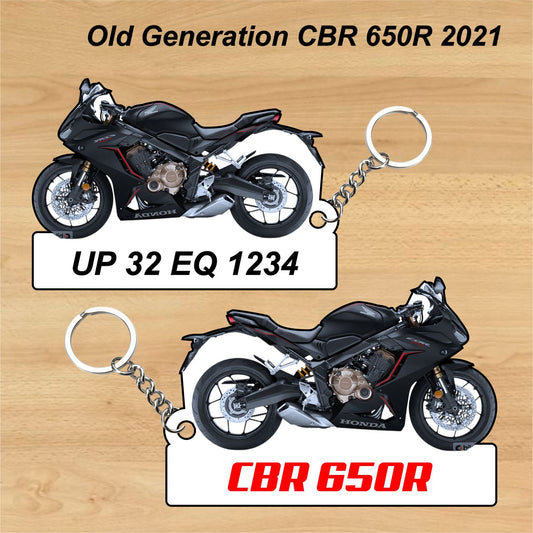 Old Generation CBR 650R 2021 - Personalized Honda Keychain - Wood, Acrylic, Metal Printed