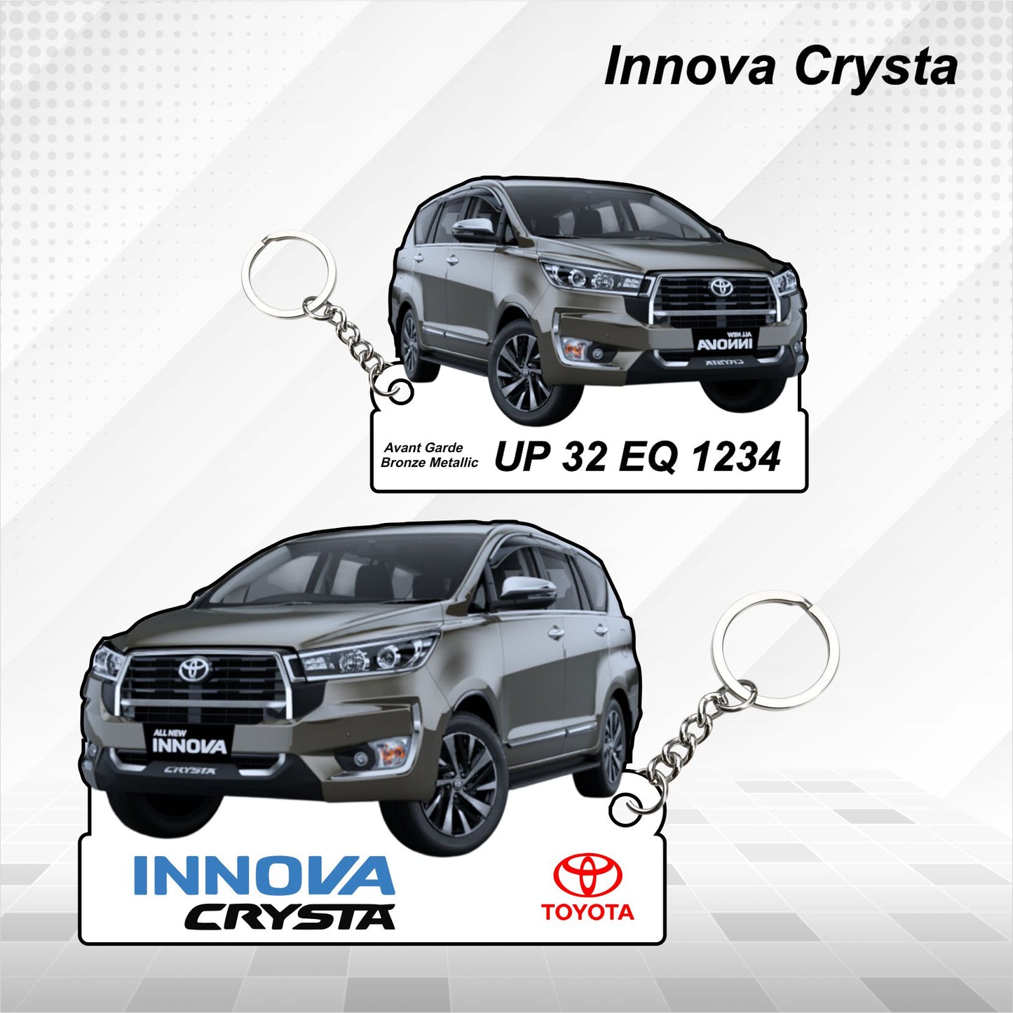 Innova Crysta - Personalized Toyota Keychain - Wood, Acrylic, Metal Printed