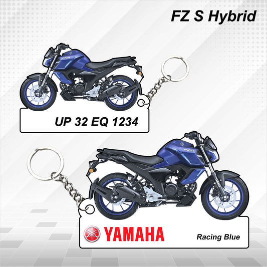 FZ S Hybrid - Personalized Yamaha Keychain - Wood, Acrylic, Metal Printed