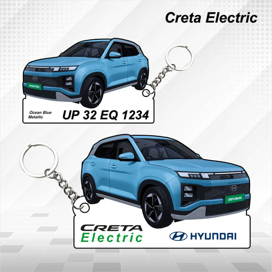 Creta Electric - Personalized Hyundai Car Keychain - Wood, Acrylic, Metal Printed